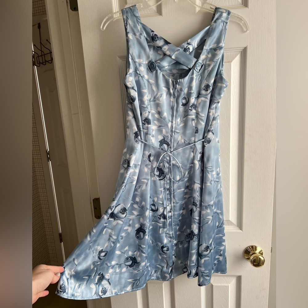 Silky blue floral dress